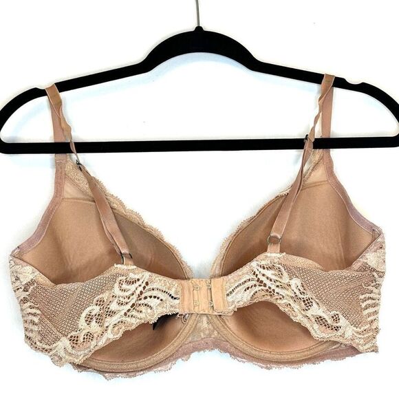 Natori Scalloped Lace Trim Underwired Lightly Padded T-Shirt Bra Tan Size 34G - Picture 3 of 3